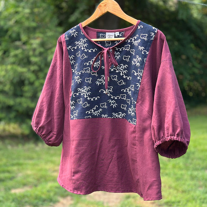 Pouf sleeve blouse, "Chubby Birds"