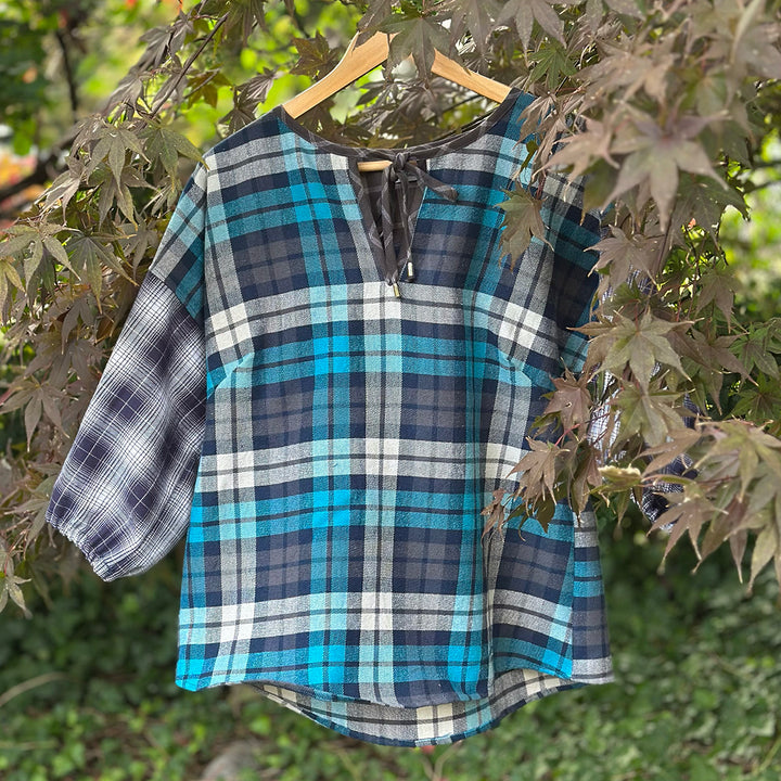 Pouf sleeve blouse, "Plaidfest No. 1"