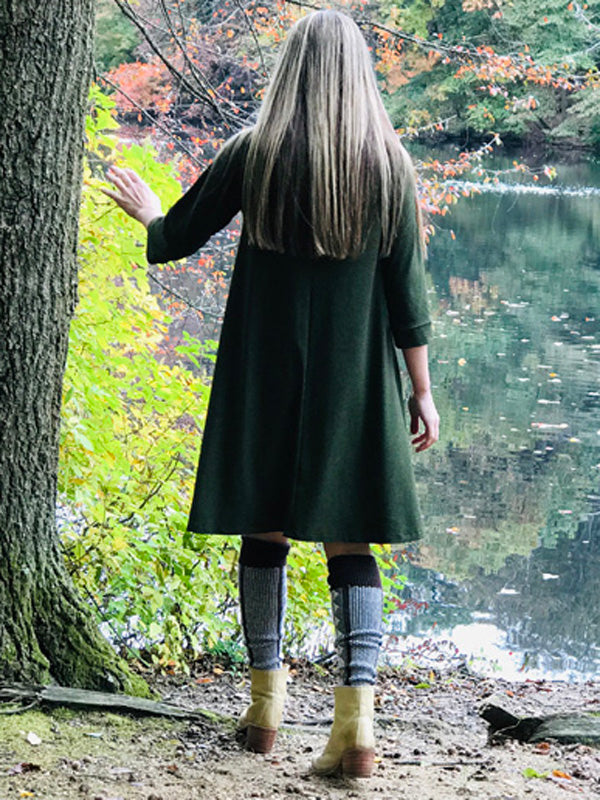 Bateau Swing Dress, 3/4 sleeve